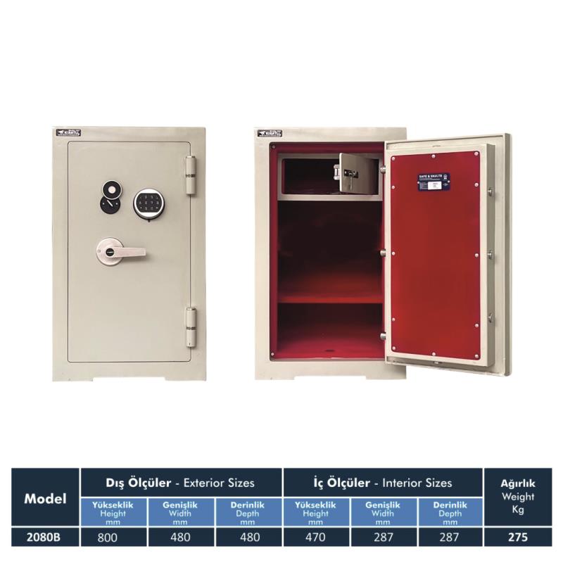 2080B KKK Ev Ofis Çelik Kasa | Kadifeli